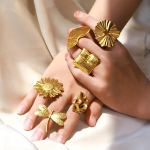 Haute Qualité Populaire En Acier Inoxydable Anneau Plaqué Or Coeur Anneau Géométrique Fleur <span class=keywords><strong>Libellule</strong></span> Ouverture Anneaux Femmes Bijoux De Mode - Product Image 3