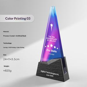 Trophée en cristal gravé personnalisé avec impression UV, roche artificielle, pour réunion annuelle d'entreprise, honneur aux employés exceptionnels, commémoration - Product Image 1
