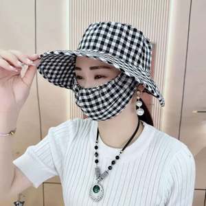 Nouveau <span class=keywords><strong>chapeau</strong></span> <span class=keywords><strong>de</strong></span> pêcheur intégré avec protection solaire et masque anti-poussière, <span class=keywords><strong>chapeau</strong></span> <span class=keywords><strong>de</strong></span> <span class=keywords><strong>jardinier</strong></span> à carreaux couvrant le visage et empêchant le bronzage violet - Product Image 3