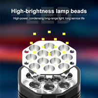 Lampe torche rechargeable QXMOVING 10W en ABS pour extérieur, 12 LED, avec lumière latérale COB pour situations d'urgence