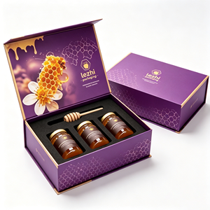 Cajas Ranuradas Personalizadas OEM <span class=keywords><strong>para</strong></span> Miel Real, Empaque Estilo Miel <span class=keywords><strong>para</strong></span> Alimentos, Impresión con Lámina Dorada, Caja Magnética <span class=keywords><strong>para</strong></span> Empaque de Miel - Product Image 4
