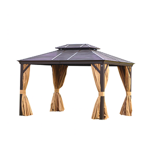 Gazebo de luxe en aluminium à toit rigide, double toit, pavillon extérieur avec rideaux, auvent personnalisé - Product Image 3