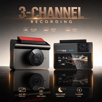 Rétroviseur de voiture intelligent à triple objectif avec écran IPS 1080P, Wi-Fi intégré, interface Type-C, capteur G, enregistrement en boucle, batterie 150 mAh