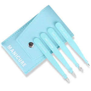 Vente en gros Assortiment de couleurs en acier inoxydable 4 Pcs Ensemble de pinces à sourcils de beauté multifonctionnelles - Product Image 1