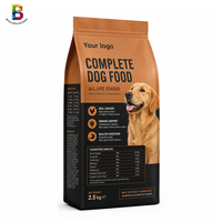 Sachet d'emballage personnalisé imprimé haute barrière pour croquettes, 2,5 kg et 5 kg, grande capacité, à soufflets latéraux, pour aliments pour animaux de compagnie, avec fermeture éclair
