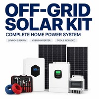 Kit Tenaga Surya Off Grid Lengkap 5.12kWh Baterai LiFePO4 Inverter Hybrid untuk Daya Rumah Komunitas Desa Nelayan Pulau