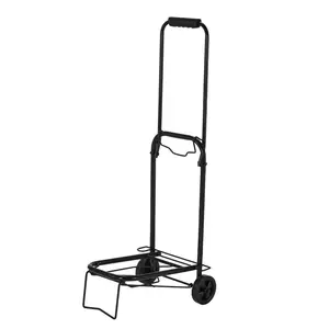 Metal Foldable Shopping Cart Portable Folding Luggage Smooth Folding Trolley Cart Retractable Luggage Cart With Wheel