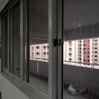 Système de fenêtres coulissantes à quatre panneaux en aluminium à rupture de pont thermique personnalisé, barreaux de sécurité, verre isolant pour projet d'appartement