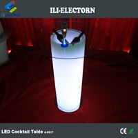 Table de bar LED avec dessus en verre, avec seau à glace/pot de fleurs