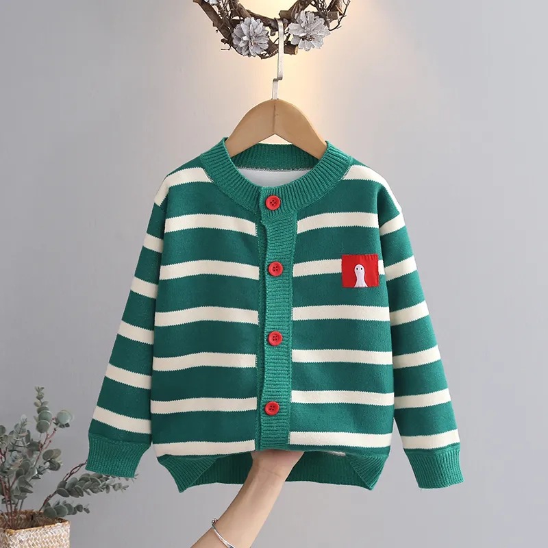 Green [ patchwork striped cardigan]