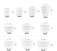 Bols à soupe ronds jetables blancs de 8 oz pour usage en restaurant, en papier, capacité de 500 ml, en paille de blé, à paroi simple, logo personnalisé