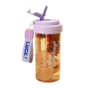 Taza de té floral de diseño recto, de una sola pieza, con pajita, portátil, para estudiantes y niñas, resistente a caídas, engrosada. - Product Image 5