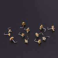 Petits anneaux de nez en acier inoxydable Zircon Fleur Coeur Nez Stud 20G Body Piercing Bijoux pour femmes hommes Cadeau