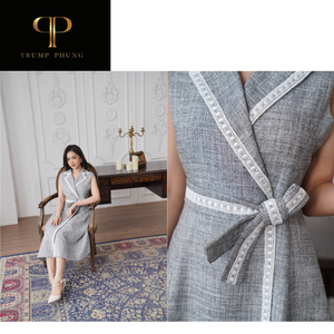 Elegante vestido de mujer acampanado 100% algodón ceñido al cuerpo alto estampado estilo femenino excelente sudor absorbente de punto Natural - Product Image 2