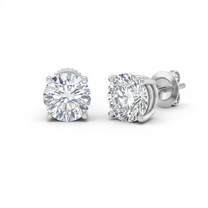 Boucles d'oreilles clous en diamant taille ronde pour femmes, diamant de laboratoire - Product Image 1