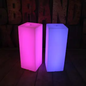 Standing Plastic Funiture Led Cube Bar Cocktail Table Led Square Shape Cocktail Table