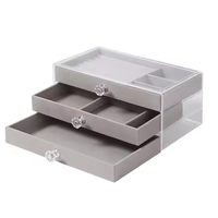 Boîte organisateur de bijoux en acrylique à 3 tiroirs, boîte de rangement cosmétique avec compartiments divisés pour bagues et boucles d'oreilles