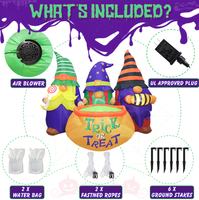 Ensemble de Décorations Gonflables de Gnomes d'Halloween avec Chapeaux Pointus Tricolores pour l'Entrée, Modèle d'Affichage Lumineux pour une Ambiance Festive