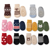 Chaussettes personnalisées pour chiens et chats, chaudes, imperméables, antidérapantes, imprimées, double couche, en coton, avec semelle en caoutchouc à pois, douces, respirantes, pour la marche en intérieur, soin des pattes
