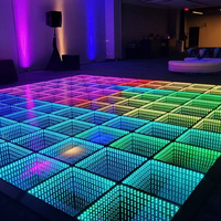 Pista de Baile Magnética 3D con Luces de Escenario y Vidrio Templado Panel de Espejo Infinito DMX Pista de Baile LED para Fiestas y Bodas