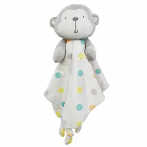Soft Muslin Cotton Lovely Plush Stuffed Animal Rabbit Shape Baby Soothe Pacifier Blanket Knot Security Toy Comforter Blanket