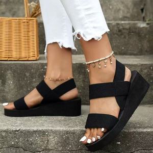 Sandalias de Plataforma con Cuña y Punta Abierta, Estilo Moderno 2026, para Verano y Otoño, Resistentes, Transpirables, Antideslizantes, con Parte Superior de Goma - Product Image 5