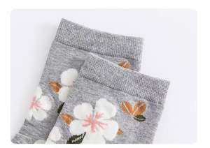 Moda Casual Crew Elegant Damas Calcetines De Algodon Invisibles Con Estampado Flores Corte Bajo Y Ancho Hasta El Tendon De - Product Image 4