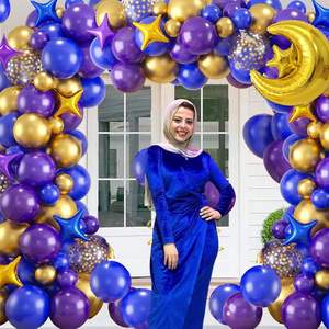 Ballons en latex bleu, violet et or pour les décorations <span class=keywords><strong>de</strong></span> fête du Ramadan Moubarak et <span class=keywords><strong>de</strong></span> l'Aïd, avec guirlande <span class=keywords><strong>de</strong></span> ballons, lune, étoile et <span class=keywords><strong>arche</strong></span> - Product Image 2