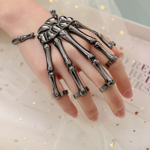 <span class=keywords><strong>Steam</strong></span>-pulsera de mano gótica Punk para hombre y mujer, brazalete con esqueleto de Calavera, elasticidad ajustable, joyería - Product Image 5