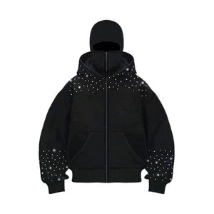 Sudadera con Capucha y Máscara Completa para Hombre, Color Gris Oscuro, Estilo Urbano Moderno, Sudadera Informal de Forro Polar Cálido con Cubierta Facial - Product Image 2