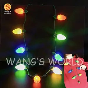 ミニ電球点滅LEDクリスマスネックレス付きクリスマスライトアップネックレス