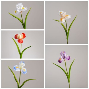 Fleurs d'iris artificielles CallaFloral Orange Blanc Bleu clair Violet Champagne Décoration intérieure MW01422 - Product Image 3