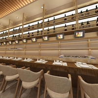 Desain 3D Restoran Gaya Jepang dan Tata Letak Peralatan Katering Komersial dengan Desain Ruang Makan