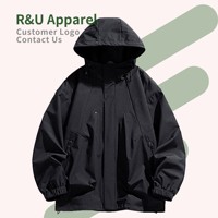 Blouson Bomber Décontracté Homme Personnalisé avec Logo Avant, Capuche et Fermeture Éclair, Coupe Ample, Poches, Idéal pour le Camping et la Randonnée