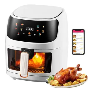 Transparent Glass Ovens Electric Smart Touch Screen Oil Free Deep 8L Digital Control Plastic Air Fryer 8 Litres