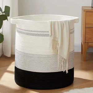 Nouveau panier de rangement multifonctionnel en corde de coton tressée à la main, grand format, écologique, fabriqué par le producteur - Product Image 3