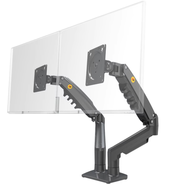 NB F160 Gas Spring Desktop 17"-27" Dual Monitor Holder Arm With 2 USB3.0 Monitor Mount Bracket Load 2-9 kg Each Arm