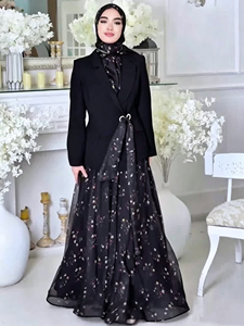 <span class=keywords><strong>Vestidos</strong></span> con Pliegues y Volantes, Listos para Enviar, Conjuntos Sencillos para Mujer, Formales, Profesionales, Musulmanes, Largos hasta el Tobillo, Manga Larga, Estampado Floral - Product Image 4