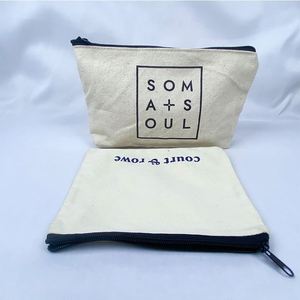 Pochette en toile avec fermeture éclair, sac cosmétique personnalisé, grand sac portable pour pinceaux de maquillage avec fermeture éclair dorée personnalisée - Product Image 6