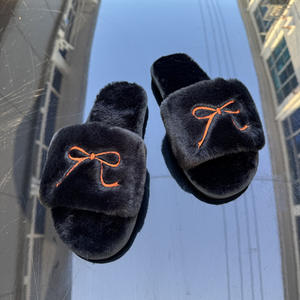 New Trend Tpr slippers Women slippers Home slippers Plush Warm slippers Decorated with a <b>Bow</b> Fashion slippers With High Quality - Product Image 2