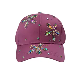 Custom Your Own Logo Colorful Rhinestone Baseball Cap Flowers Butterfly Diamond Outdoor Sports Sun Protection Hat Caps For Women