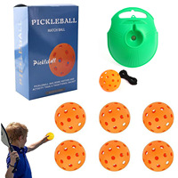 Entraîneur de pickleball d'intérieur pour enfant, monoplace, avec cordes, balle en PE perforée à 40 trous, haute élasticité (360g), sac de transport, pour débutants