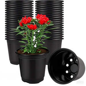 Pots de fleurs noirs en gros, en plastique souple, ronds, pour pépinières, idéaux pour la plantation à domicile et au jardin - Product Image 1