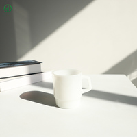 Jade Weiße Kaffeetassen Einwandige Glas-Sublimationstassen 350ML Kaffee-Glastassen mit Henkel Hitzebeständige Glastassen