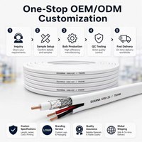 Kabel CCTV Siamese KX6+2C Putih CCA Fleksibel Kustom OEM/ODM Bersertifikasi CE/ROHS dengan Pelindung Anyaman Al Foil 96*0.12CCA