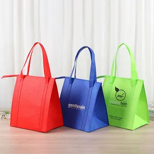 Custom Hot Pressed Non Woven Insulated Tote Insulated Grocery Shopping Bags Cooler Bags