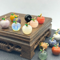 Pendentif Pomme en Pierre Naturelle, Cristal, Agate, Améthyste, Quartz Rose, Petit Design Pomme, Bijoux en Fer pour Colliers et Boucles d'Oreilles DIY