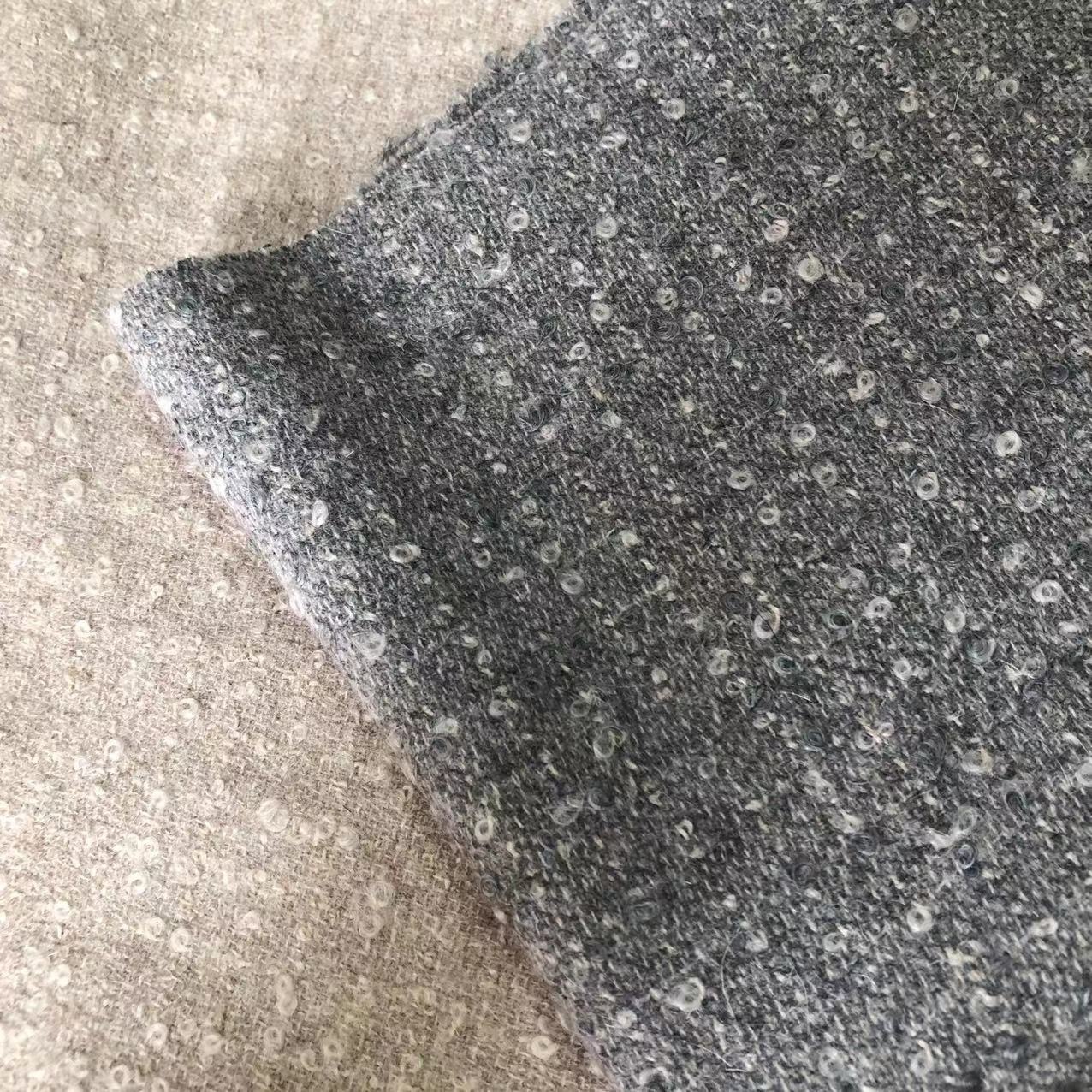 New Fancy Granular Single Side 78% Wool 8% Mohair 4% Nylon 560g/m Woven Fleece Women's Jacket & Suit Fabric
