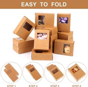 Cajas de Papel Kraft Rectangulares Mini en Color Marrón y Negro para Envasar Jabones, Dulces, Artículos de Fiesta y Regalos, <span class=keywords><strong>con</strong></span> Ventana Transparente - Product Image 4
