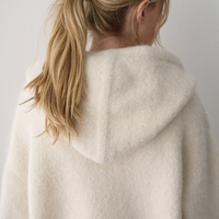 Fournisseur de premier plan : Sweat à capuche zippé en tricot surdimensionné avec poches, design simple, logo personnalisé, pour femme